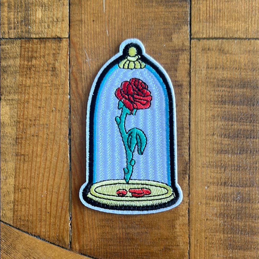 Red Rose Embroidered Patch
